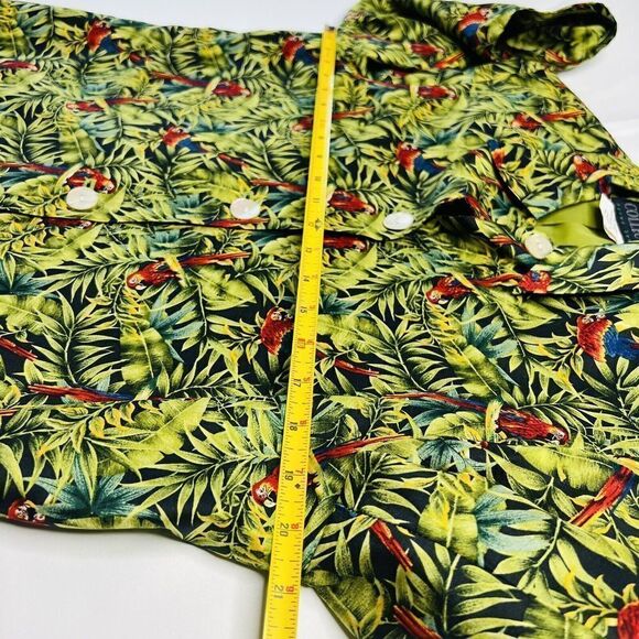 Vintage harvé benard 10 Green Red Floral Parrot 100% Silk Lined Blazer Jacket - Picture 10 of 11